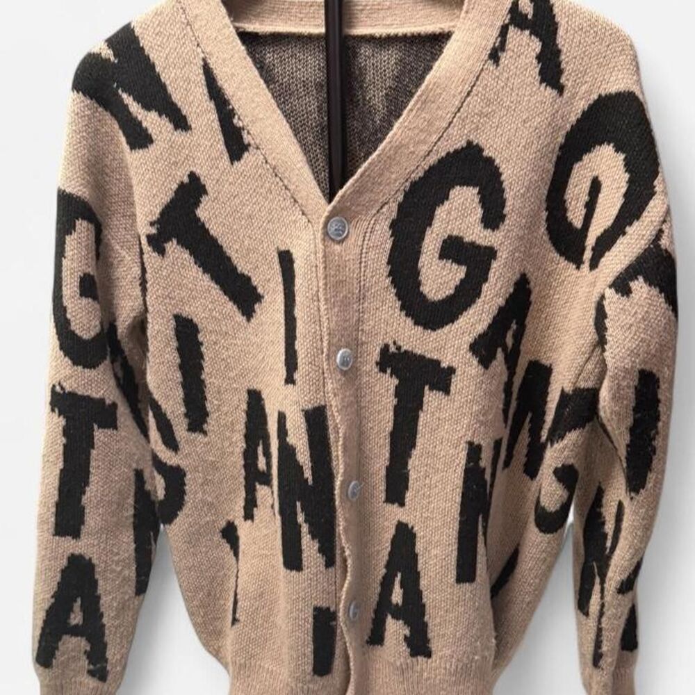 Manfinity Men's Tan and Black Cardigan